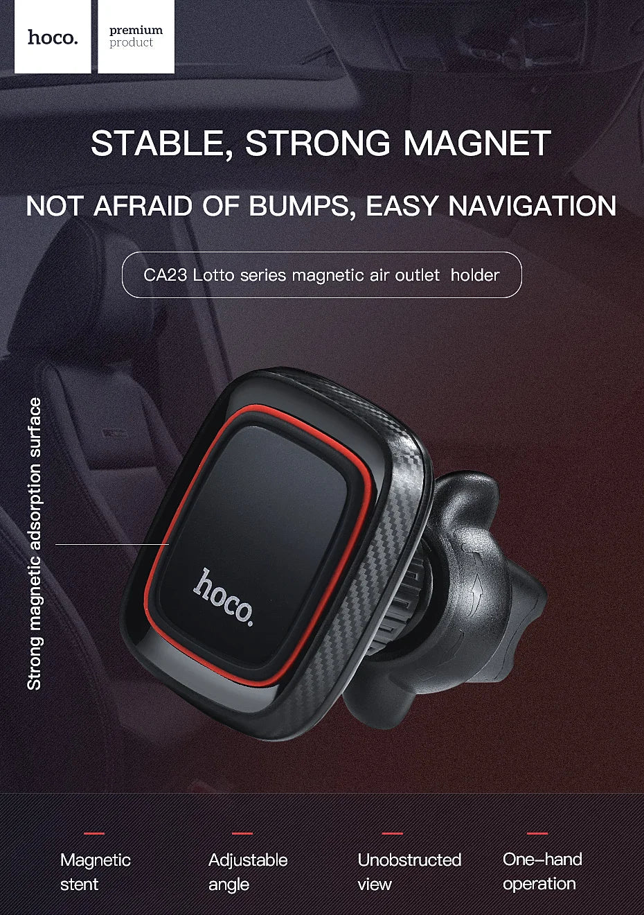 HOCO Magnetic Car Cell Phone Holder Magnet Stand Air Vent Outlet Mount 360 Degree GPS Smartphone Support for iPhone Samsung