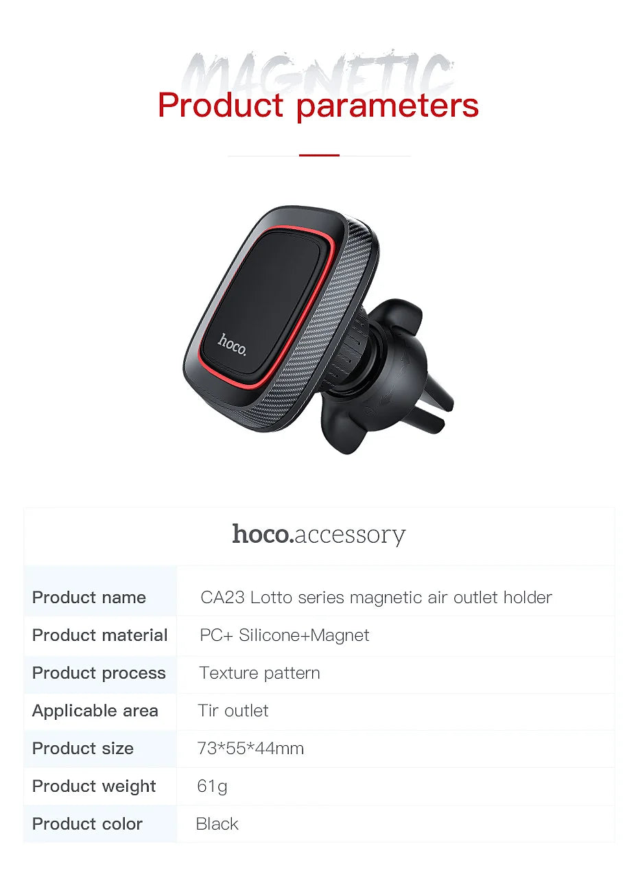 HOCO Magnetic Car Cell Phone Holder Magnet Stand Air Vent Outlet Mount 360 Degree GPS Smartphone Support for iPhone Samsung