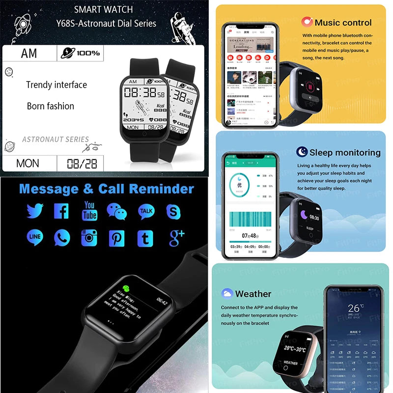 Sport Watches For Apple Android Digital Wristwatch Health Monitoring Men Women Watch Hours Step Count Children Clock Reminder