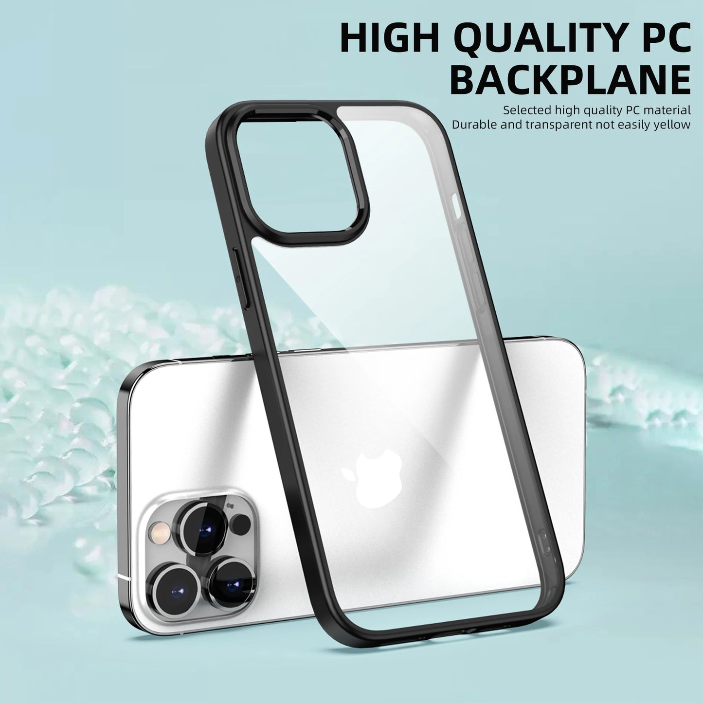 IPAKY for iPhone 13 Case 11 12 Pro Mini Simple Transparent Shockproof TPU PC Hybrid Cover for iPhone 11 12 13 Pro Max Case