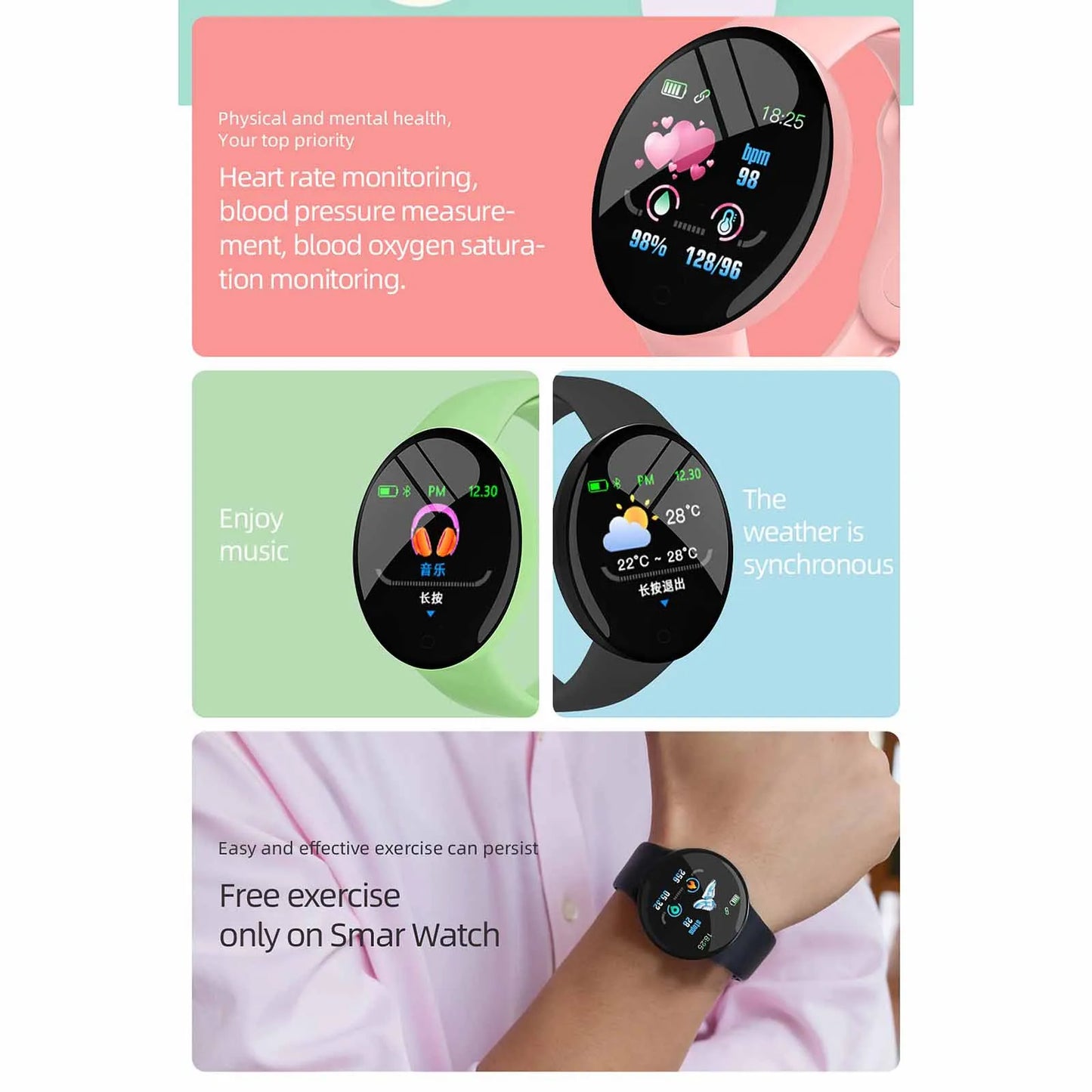 Smart Watch Men Blood Pressure Waterproof Smartwatch Women Heart Rate Monitor Fitness digital Watch Sport Free Shipping Watches