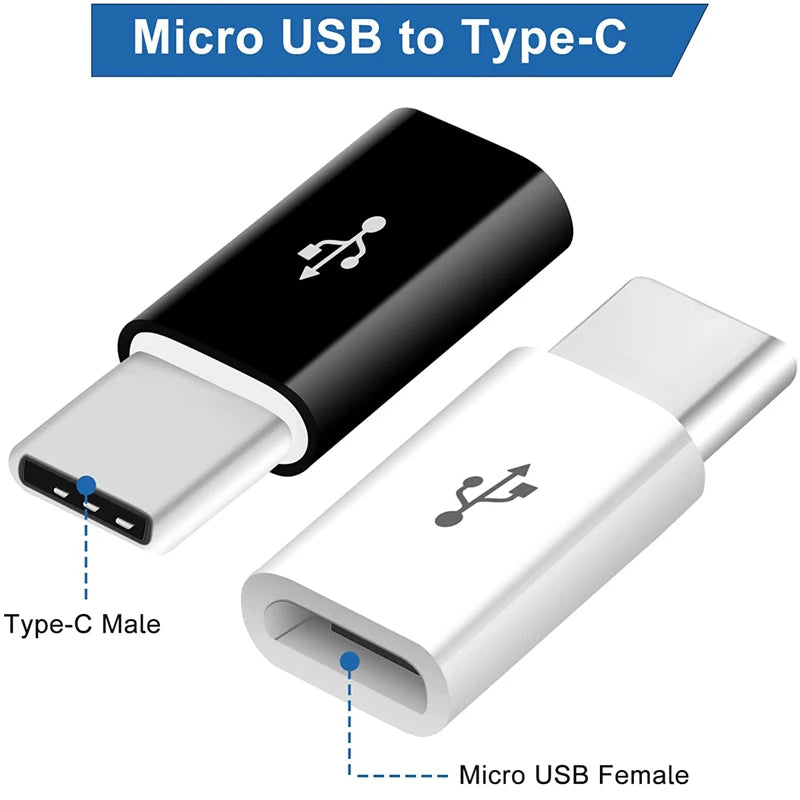 1/3/5Pcs Micro USB Female To Type C Male Adapter Converter Micro-B To USB-C Connector Charging Cable Adapter Phone Accessories