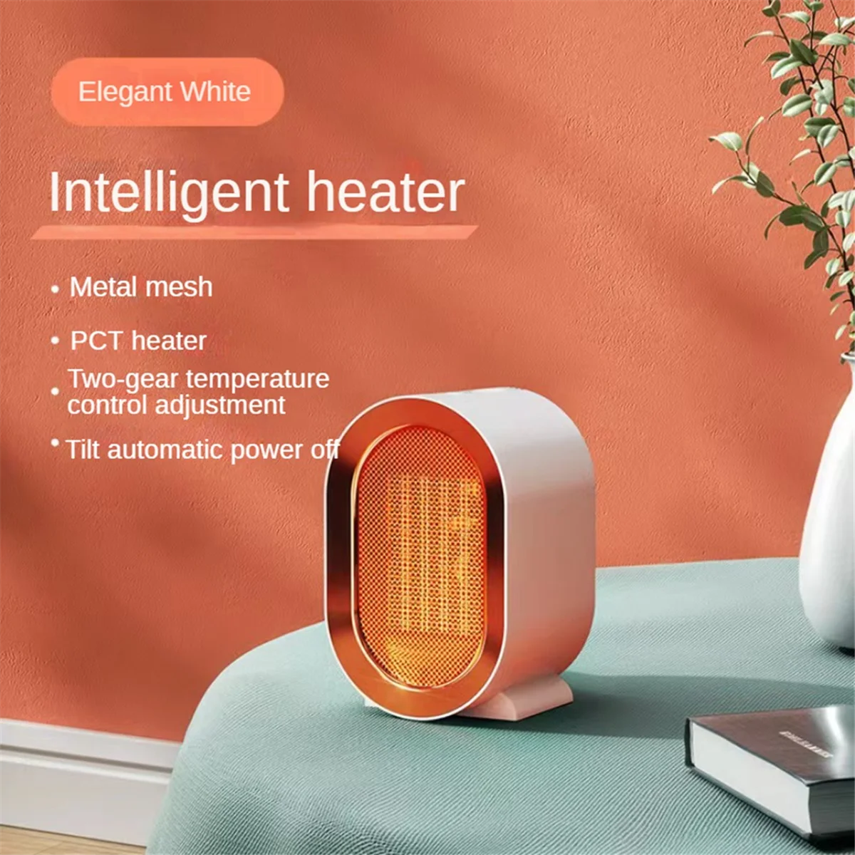 Electric Heater for Indoor 1200W PTC Portable Fan for Office Home Room Smart Handy Warmer for Bedroom Desktop US Plug B