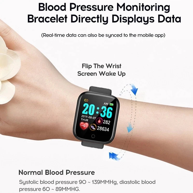 Ladies Digital Bluetooth Watches Smart Watch Men Women Y68 Blood Pressure Heart Rate Monitor Sport Smartwatch Fitpro Tracker