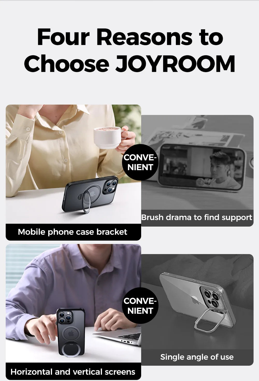 Joyroom Magnetic Phone Case for iPhone 14 13 Pro Max Frosted Ring Holder Phone Cover Wireless Charger Magnet Cover With Holder