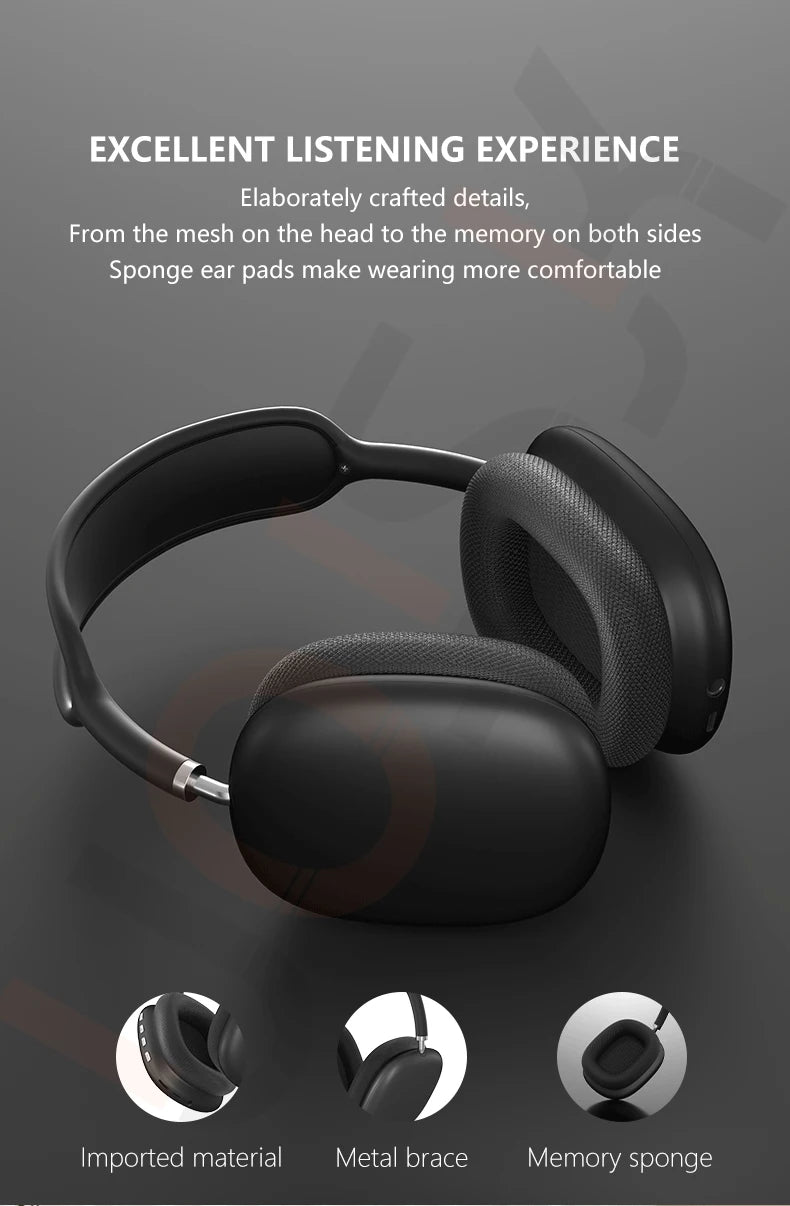 Original P9 Pro Max Wireless Bluetooth Headphones Noise Cancelling Sports Gaming Headset For Airpodding Apple iPhone Headphones